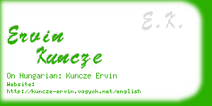 ervin kuncze business card